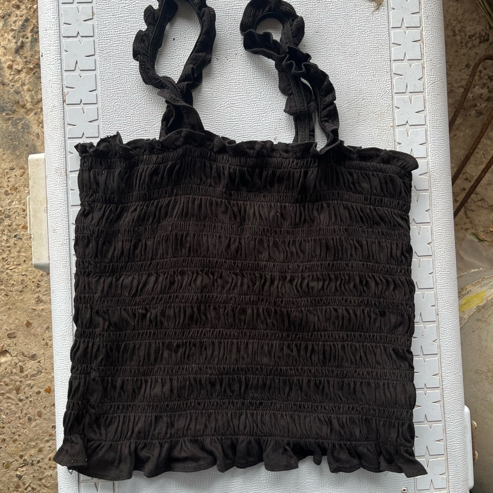 Old Navy Black Ruffled Tank Top